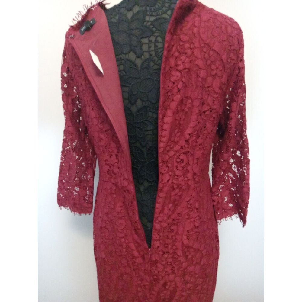 Talbots Women Burgundy Lace‎ Lined Full Zip Dress  Size 8 - Picture 5 of 7